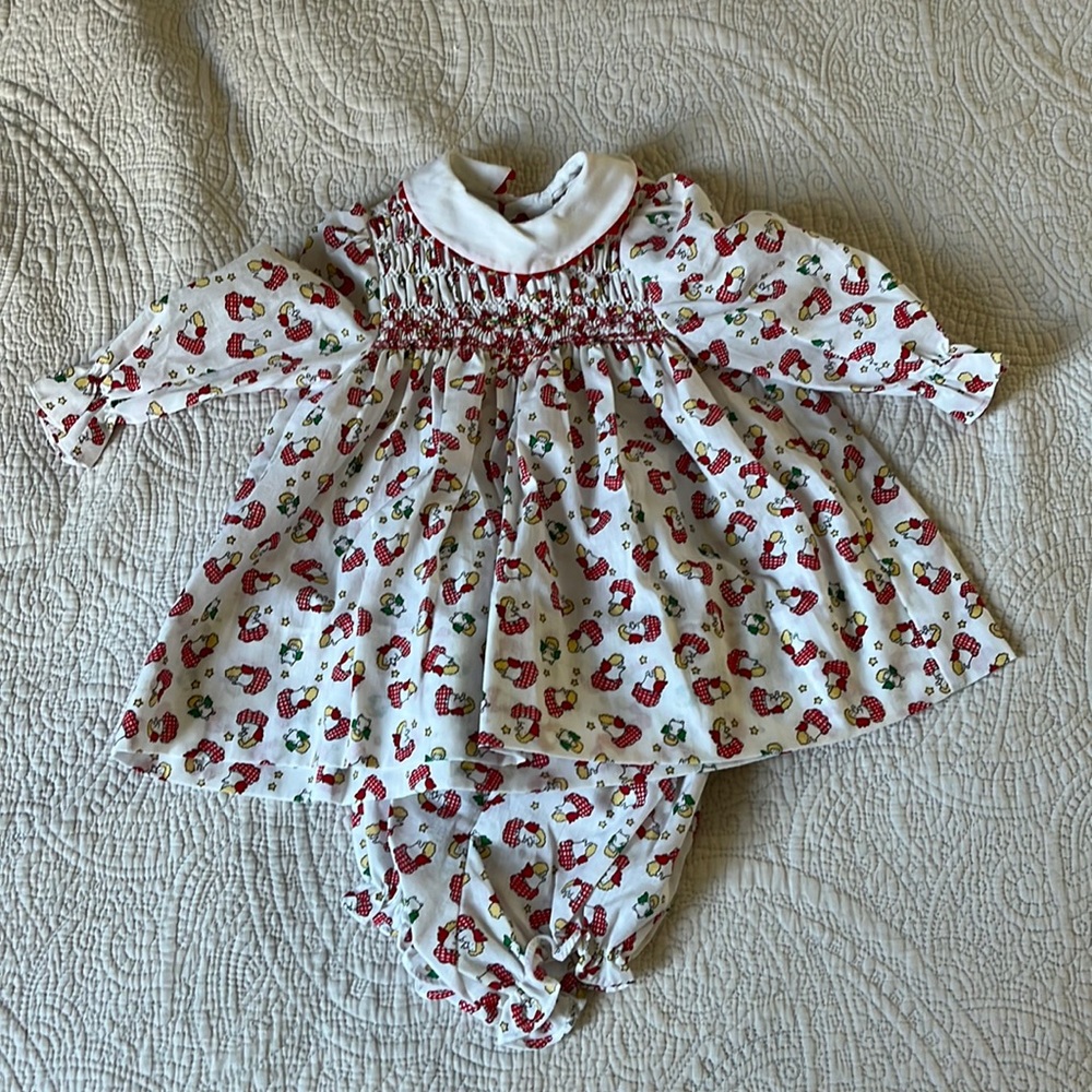 Vintage Polly Flinders Toddler Christmas Dress, 24 Months, Dress with Bloomers
